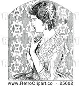 Vector Clip Art of Retro Lady in a Thoughtful Pose by Prawny Vintage