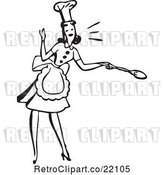 Vector Clip Art of Retro Lady in an Apron and Hat, Holding a Spoon by BestVector
