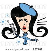Vector Clip Art of Retro Lady in Winter Clothes, Talking on a Cell Phone by Andy Nortnik