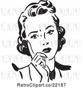 Vector Clip Art of Retro Lady Leaning on Her Hand by BestVector