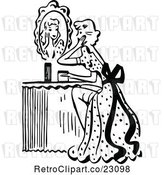 Vector Clip Art of Retro Lady Looking at a Mirror at Her Vanity Table by Prawny Vintage