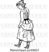Vector Clip Art of Retro Lady Looking down by Prawny Vintage