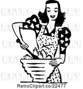 Vector Clip Art of Retro Lady Mixing a Salad by BestVector