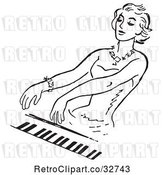 Vector Clip Art of Retro Lady Playing a Pianio in by Picsburg