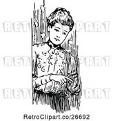 Vector Clip Art of Retro Lady Pointing by Prawny Vintage