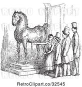 Vector Clip Art of Retro Lady Presenting Wallensteins Horse in by Picsburg