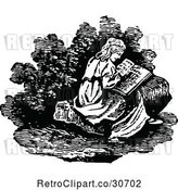 Vector Clip Art of Retro Lady Reading a Book by Prawny Vintage