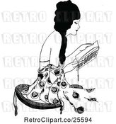 Vector Clip Art of Retro Lady Reading by Prawny Vintage