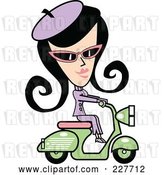 Vector Clip Art of Retro Lady Riding a Green Scooter by Andy Nortnik