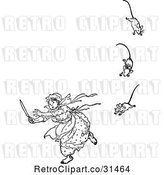 Vector Clip Art of Retro Lady Running from Three Blind Mice by Prawny Vintage