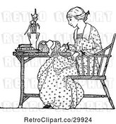 Vector Clip Art of Retro Lady Seated at a Table by Prawny Vintage