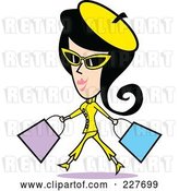 Vector Clip Art of Retro Lady Shopping and Walking in a Yellow Suit by Andy Nortnik