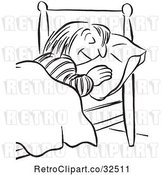 Vector Clip Art of Retro Lady Sleeping by Picsburg
