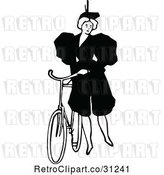 Vector Clip Art of Retro Lady Standing by a Bicycle by Prawny Vintage