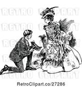 Vector Clip Art of Retro Lady Trying on Shoes by Prawny Vintage