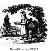 Vector Clip Art of Retro Lady Walking with a Pie by Prawny Vintage