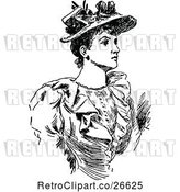 Vector Clip Art of Retro Lady Wearing a Hat by Prawny Vintage