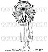 Vector Clip Art of Retro Lady with an Umbrella by Prawny Vintage