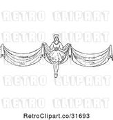 Vector Clip Art of Retro Lady with Long Curtains by Prawny Vintage