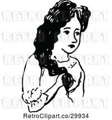 Vector Clip Art of Retro Lady with Long Hair by Prawny Vintage