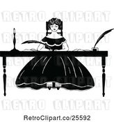 Vector Clip Art of Retro Lady Writing at a Desk by Prawny Vintage