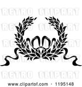 Vector Clip Art of Retro Laurel Wreath with a Bow and Ribbons 11 by Vector Tradition SM