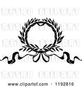 Vector Clip Art of Retro Laurel Wreath with a Bow and Ribbons 3 by Vector Tradition SM