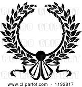 Vector Clip Art of Retro Laurel Wreath with a Bow and Ribbons 4 by Vector Tradition SM