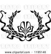 Vector Clip Art of Retro Laurel Wreath with a Bow and Ribbons 9 by Vector Tradition SM