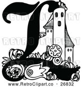 Vector Clip Art of Retro Letter L and Castle by Prawny Vintage