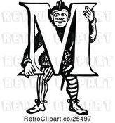 Vector Clip Art of Retro Letter M and Guy by Prawny Vintage