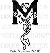 Vector Clip Art of Retro Letter M and Vine by Prawny Vintage