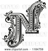 Vector Clip Art of Retro Letter N in by Vector Tradition SM