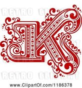 Vector Clip Art of Retro Letter N in Red by Vector Tradition SM