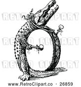 Vector Clip Art of Retro Letter O and Drummer Alligator by Prawny Vintage