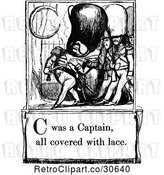 Vector Clip Art of Retro Letter Page with C Was a Captain All Covered with Lace Text by Prawny Vintage