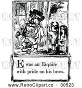 Vector Clip Art of Retro Letter Page with E Was an Esquire with Bride on His Brow Text by Prawny Vintage