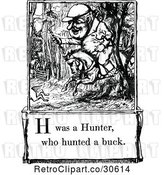 Vector Clip Art of Retro Letter Page with H Was a Hunter Who Hunted a Buck Text by Prawny Vintage