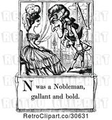Vector Clip Art of Retro Letter Page with N Was a Nobleman Gallant and Bold Text by Prawny Vintage