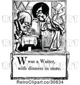 Vector Clip Art of Retro Letter Page with W Was a Waiter with Dinners in Store Text by Prawny Vintage