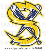 Vector Clip Art of Retro Letter S Lightning Bolt and Crossed Baseball Bats by Patrimonio