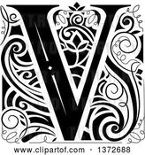 Vector Clip Art of Retro Letter V Monogram by BNP Design Studio