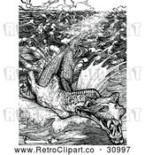 Vector Clip Art of Retro Leviathan Sea Monster by Prawny Vintage