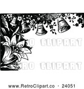 Vector Clip Art of Retro Lily and Bell Border by Prawny Vintage