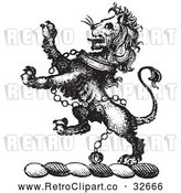 Vector Clip Art of Retro Lion Crest with a Collar and Chains by Picsburg