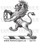Vector Clip Art of Retro Lion Crest with an Hourglass by Picsburg
