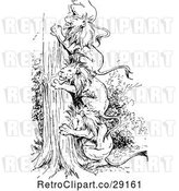 Vector Clip Art of Retro Lions Making a Ladder up a Tree by Prawny Vintage