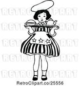 Vector Clip Art of Retro Little Girl Carrying a Tray by Prawny Vintage