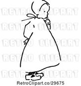 Vector Clip Art of Retro Little Girl Thinking by Prawny Vintage
