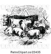 Vector Clip Art of Retro Livestock Farm Animals by Prawny Vintage